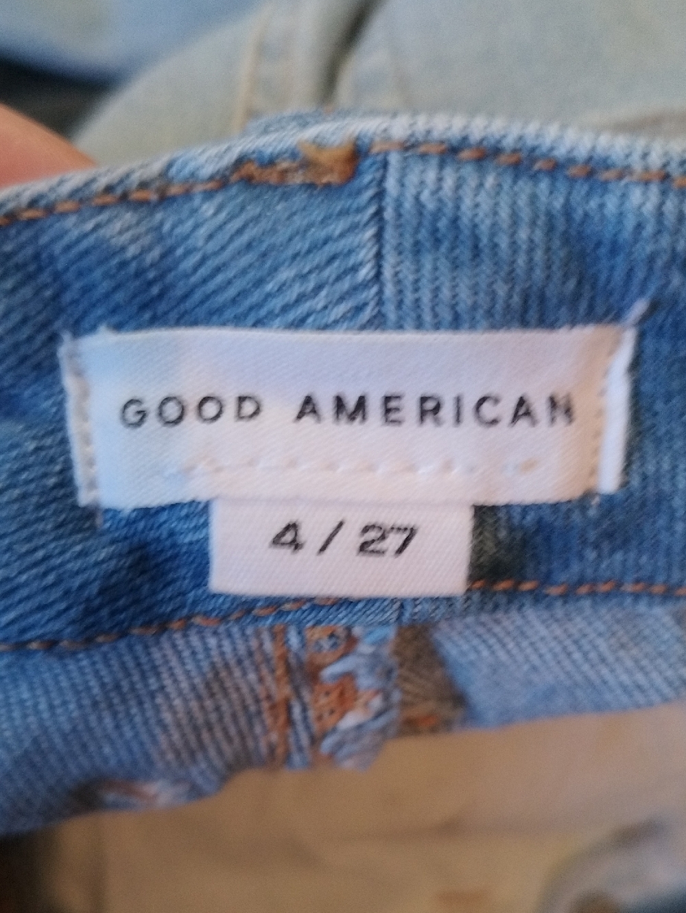 Good American Light Wash Women's Jeans Classic Straight Leg Cropped Raw Hem - 4 - Picture 6 of 6